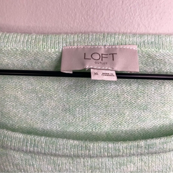 Loft mint green 3/4 tie sleeves XL cotton blend sweater - Picture 3 of 4